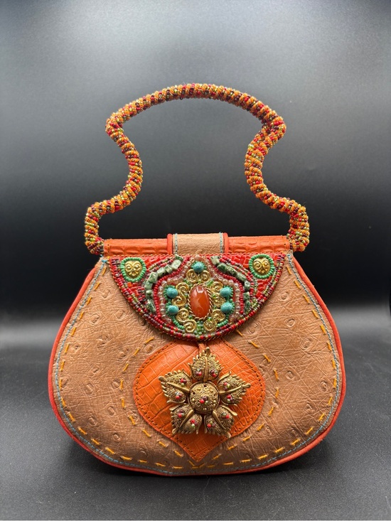 Mary Frances Handbags - Mary Frances Orange Beaded Wristlet Clutch